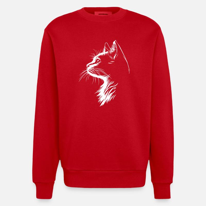 Silhouette de chat - Sweat bio épais oversize fabriqué en UE - rouge