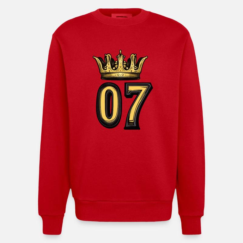 Couronne à 7 chiffres - Sweat bio épais oversize fabriqué en UE - rouge