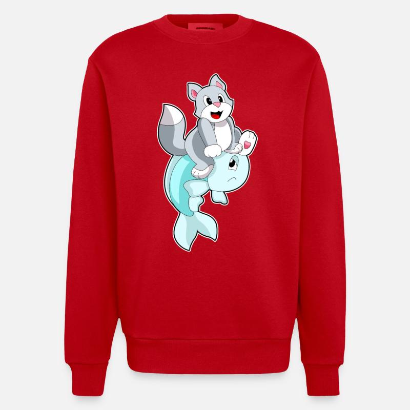 Poisson-chat - Sweat bio épais oversize fabriqué en UE - rouge