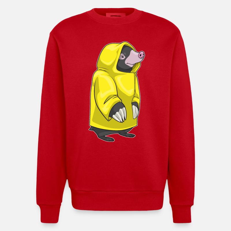 Maulwurf Regen Regenjacke - Heavyweight Oversized Organic Crew Neck Made in EU - Rot