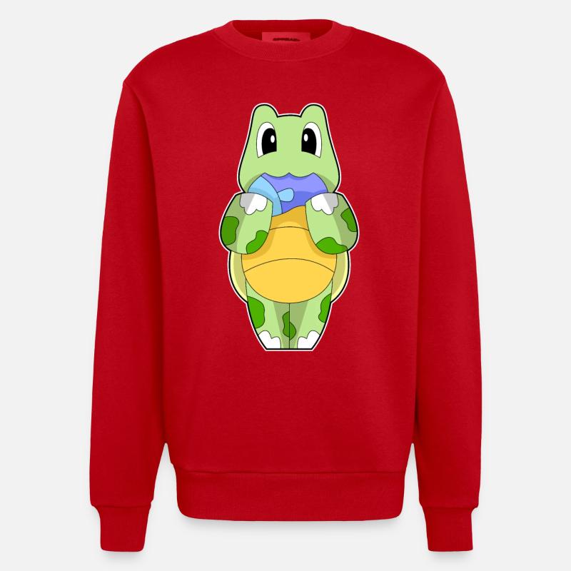 Turtle Fish - Heavyweight Oversized Organic Crew Neck Made in EU - red