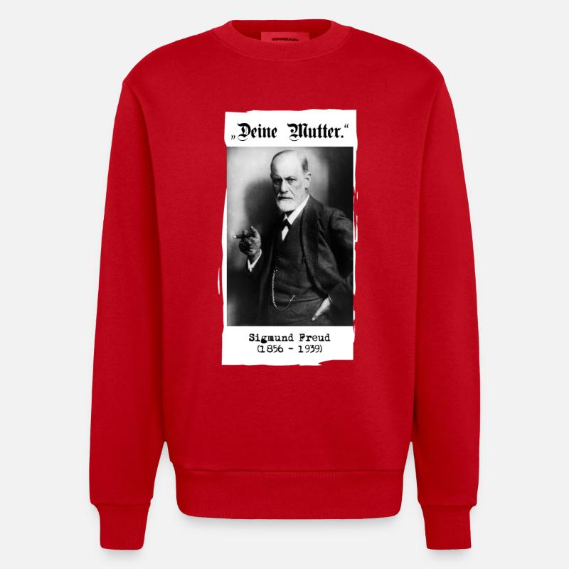 Sigmund Freud - "Ta mère". - Sweat bio épais oversize fabriqué en UE - rouge