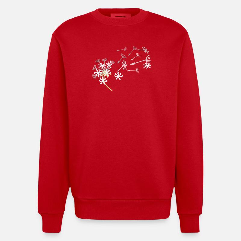 Pusteblume Samenflug Design - Heavyweight Oversized Organic Crew Neck Made in EU - Rot