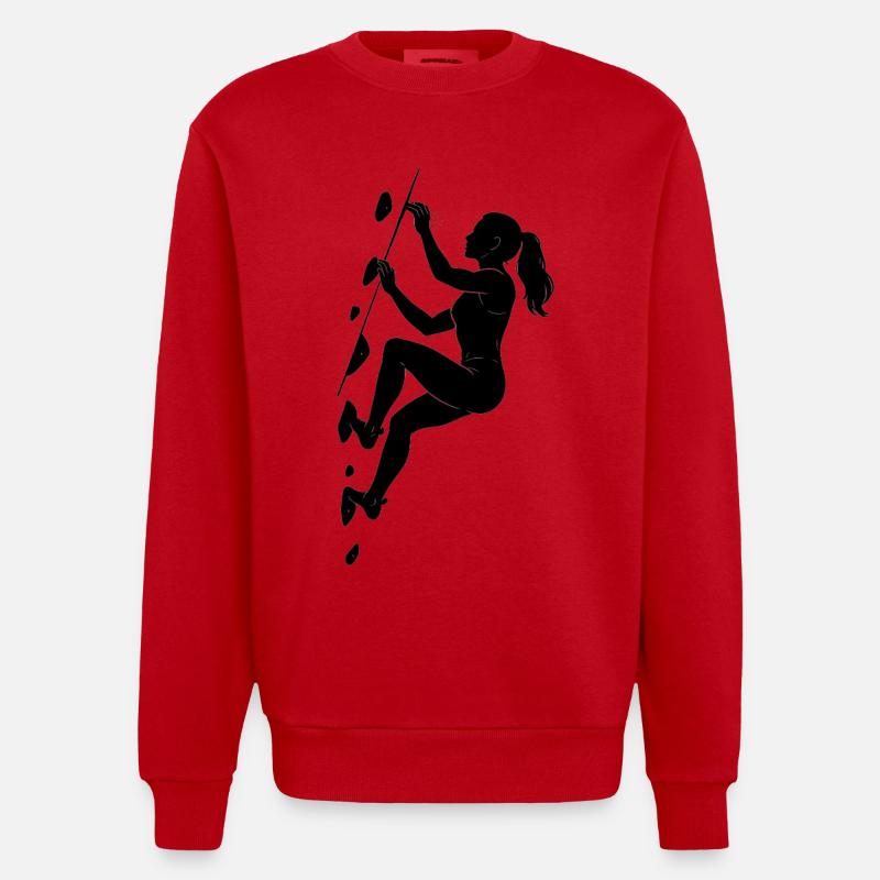 Boulder Silhouette – Aesthetics & Chalk Focus - Heavyweight Oversized Organic Crew Neck Made in EU - red