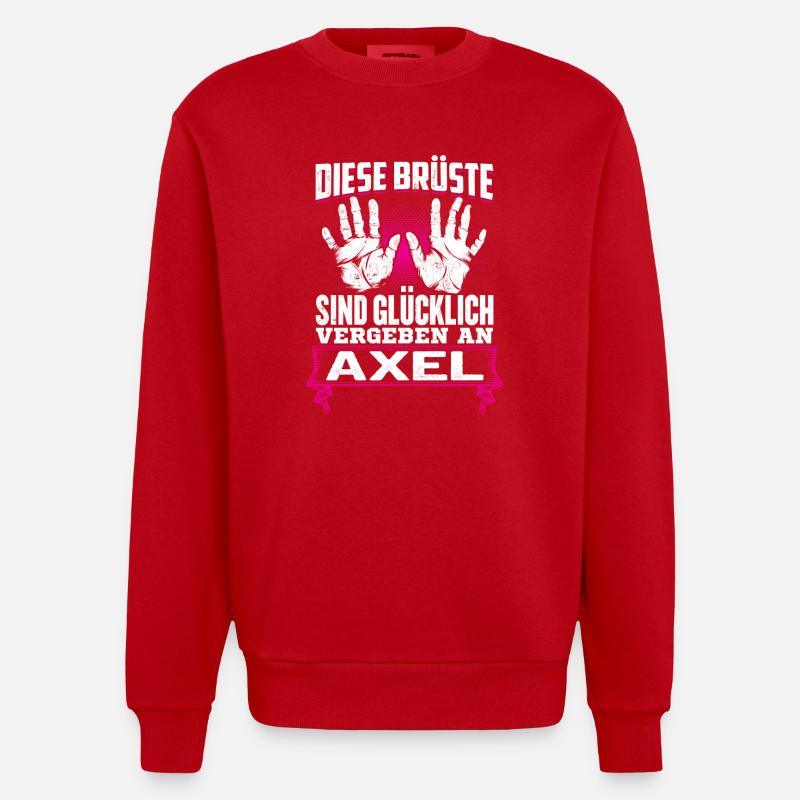 AXEL - Brüste Geschenk - Heavyweight Oversized Organic Crew Neck Made in EU - Rot