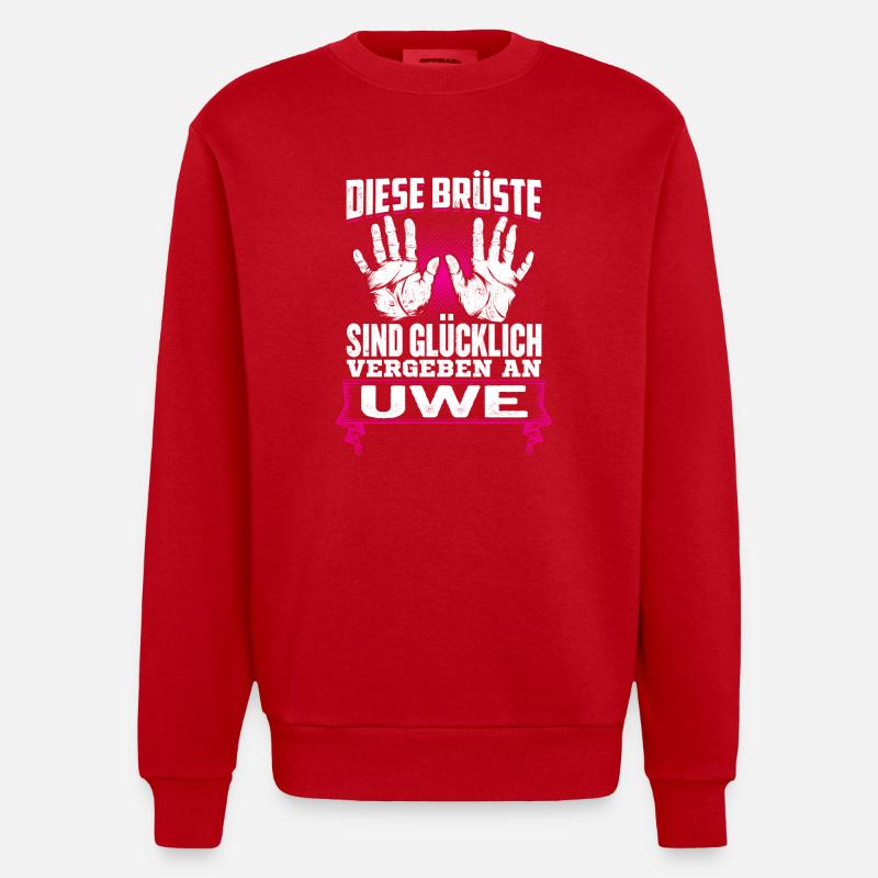 UWE - Brüste - Heavyweight Oversized Organic Crew Neck Made in EU - Rot