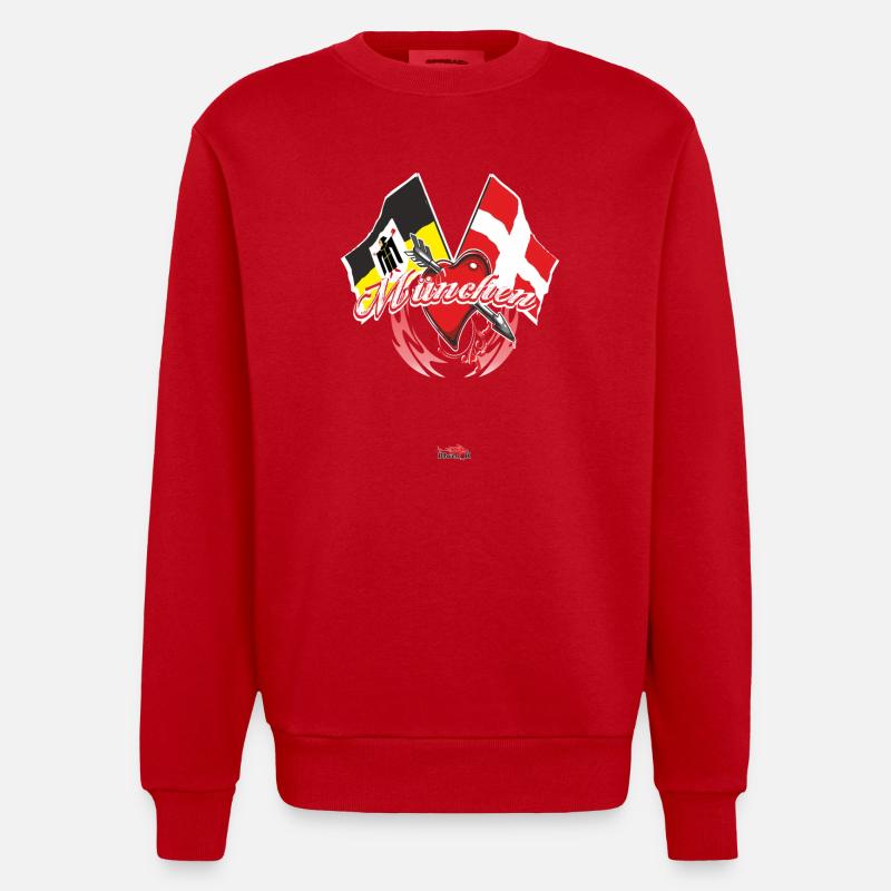 Afficher le drapeau - Munich - Sweat bio épais oversize fabriqué en UE - rouge
