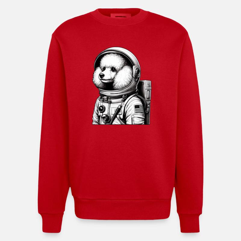 Caniche astronaute dans l’espace émerveillé - Sweat bio épais oversize fabriqué en UE - rouge
