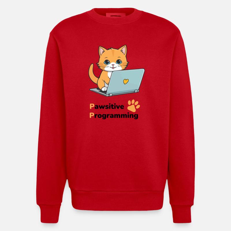 Pawsitive programming - Heavyweight Oversized Organic Crew Neck Made in EU - Rot