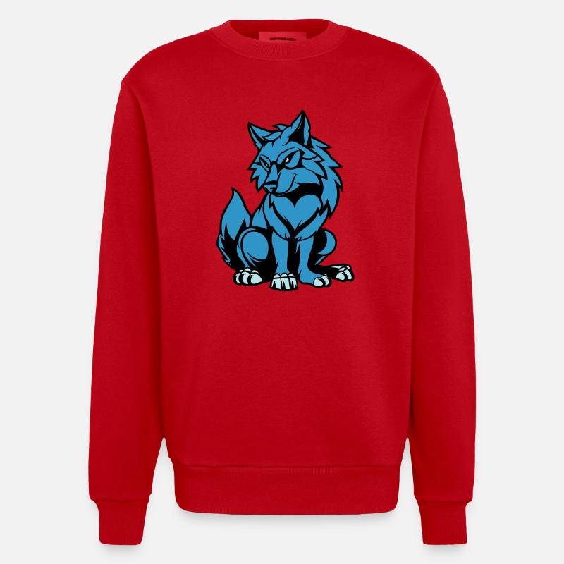 wolf comic tier - Heavyweight Oversized Organic Crew Neck Made in EU - Rot
