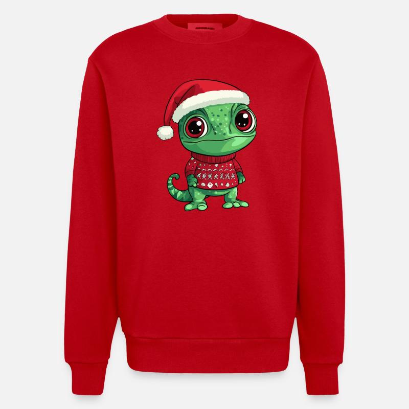Chameleon Christmas Comic - Heavyweight Oversized Organic Crew Neck Made in EU - red