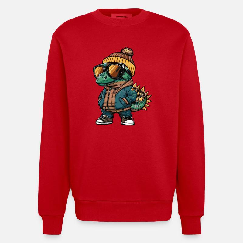 Dinosaurier stegosaurus Cool Comic - Heavyweight Oversized Organic Crew Neck Made in EU - Rot