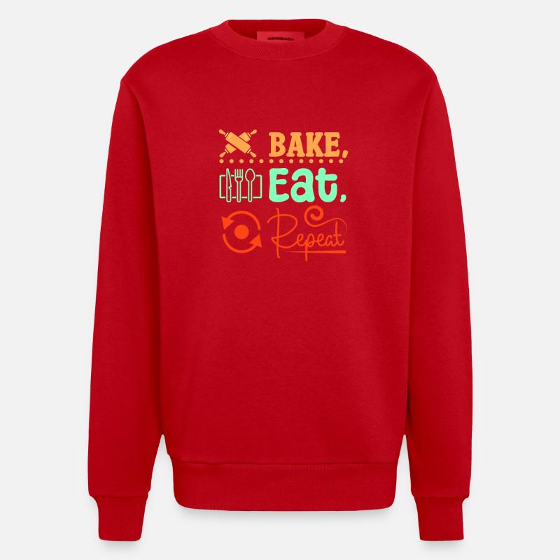 Cuisson du pain manger répéter - Sweat bio épais oversize fabriqué en UE - rouge