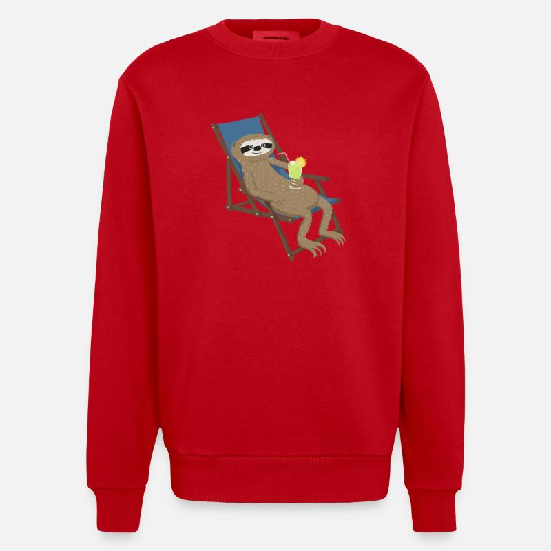 Faultier_Liegestuhl - Heavyweight Oversized Organic Crew Neck Made in EU - Rot