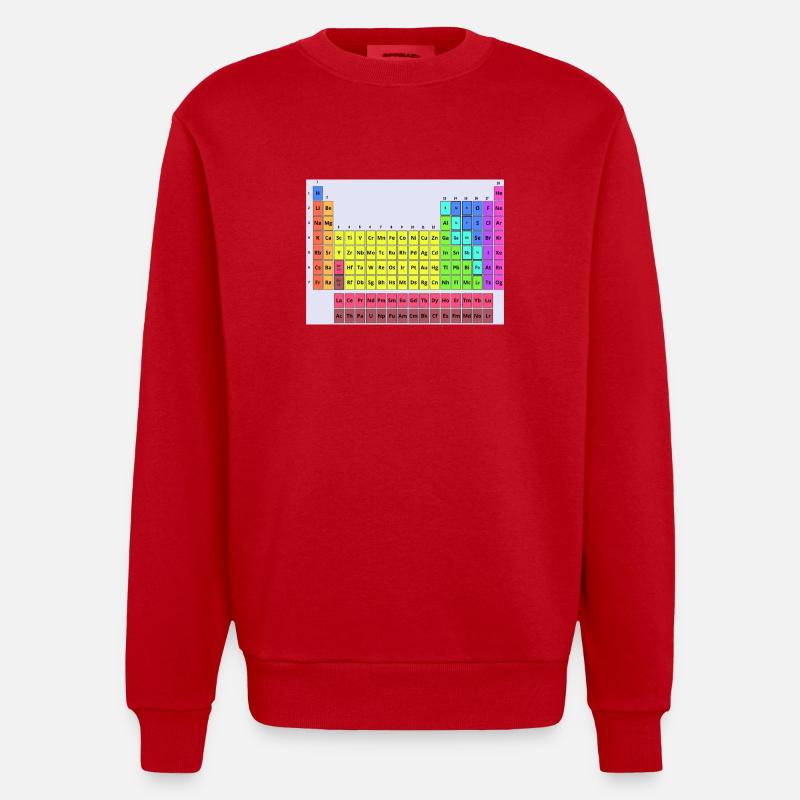 Periodic table - Heavyweight Oversized Organic Crew Neck Made in EU - red