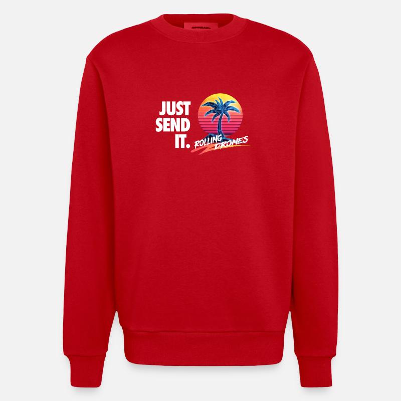 Just Send It @ RollingDrones - Heavyweight Oversized Organic Crew Neck Made in EU - red