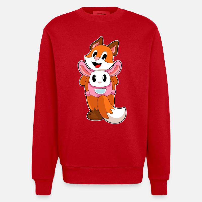Fuchs Hase Tasche - Heavyweight Oversized Organic Crew Neck Made in EU - Rot