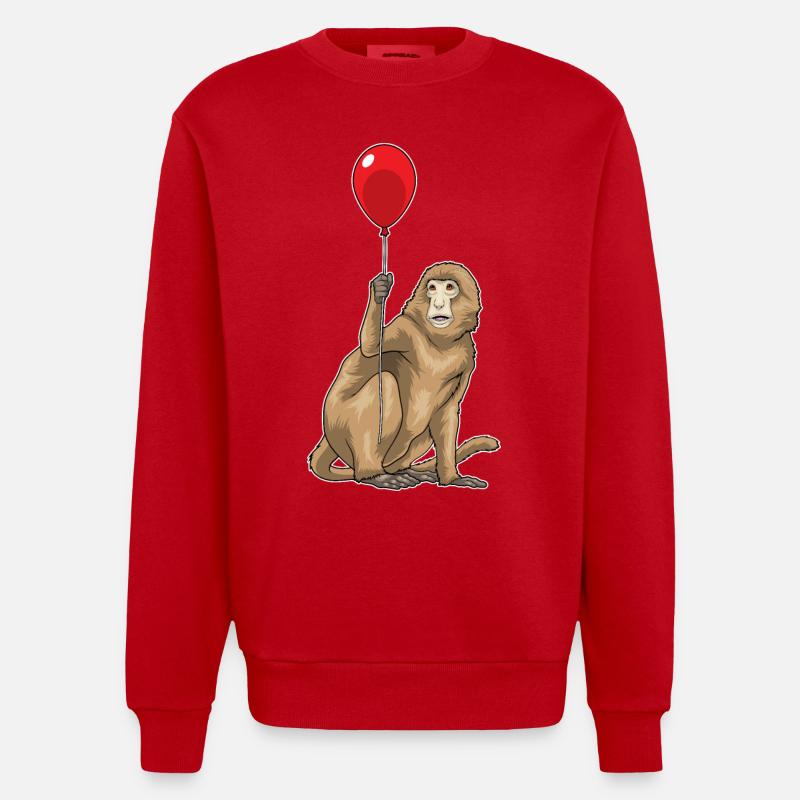 Affe Luftballon - Heavyweight Oversized Organic Crew Neck Made in EU - Rot