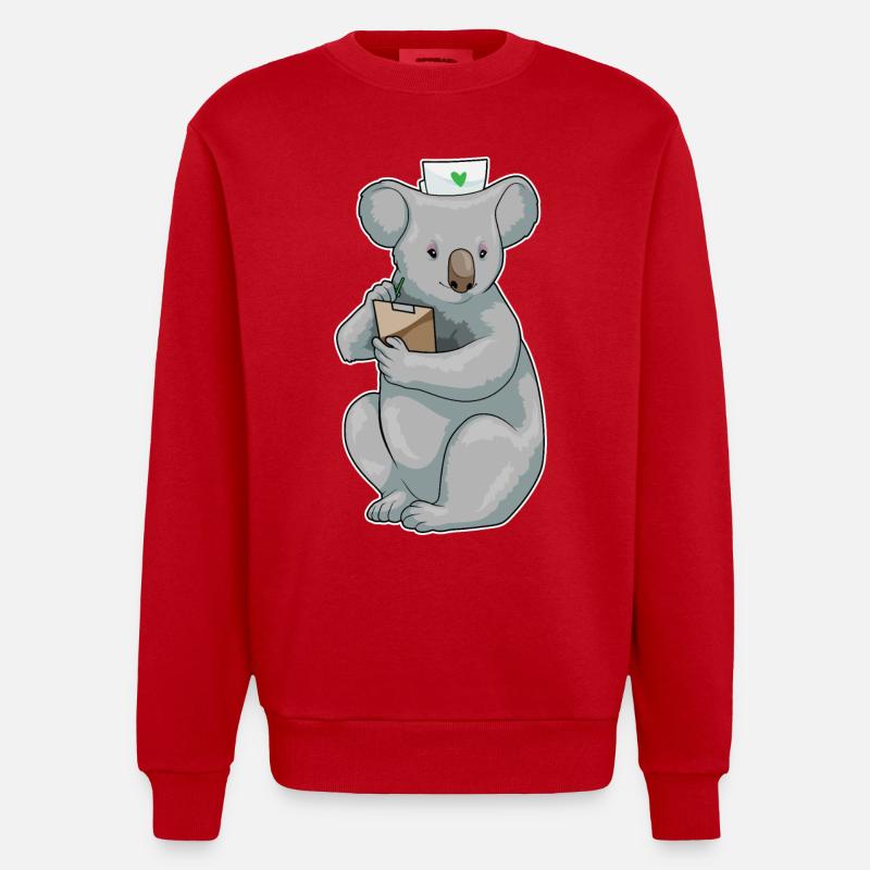 Bloc-notes Koala Nurse - Sweat bio épais oversize fabriqué en UE - rouge