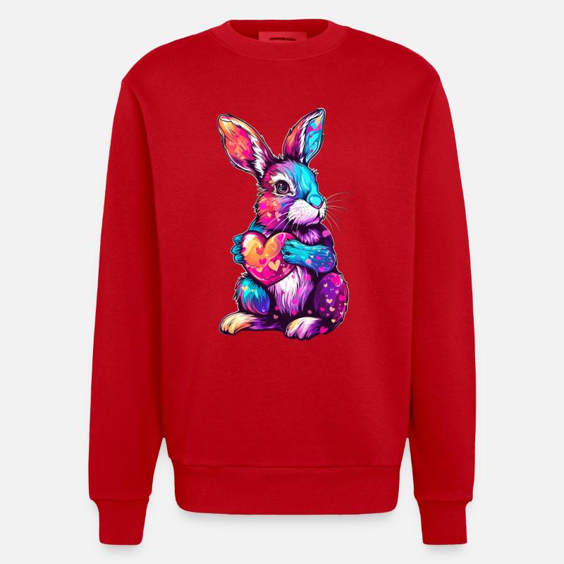 Rabbit - Heavyweight Oversized Organic Crew Neck Made in EU - red