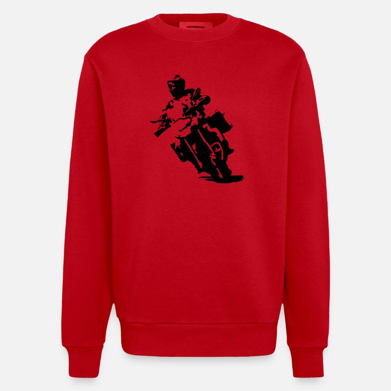 ReiseEnduroGS einfarbig - Heavyweight Oversized Organic Crew Neck Made in EU - Rot