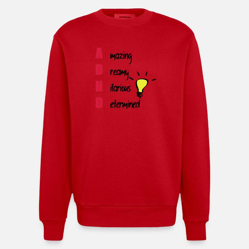 ADHD / ADHS Support Geschenk - Heavyweight Oversized Organic Crew Neck Made in EU - Rot