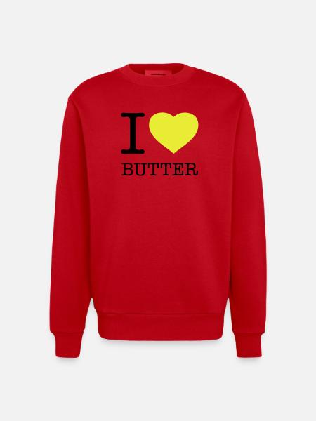 I LOVE BUTTER - Heavyweight Oversized Organic Crew Neck Made in EU - red