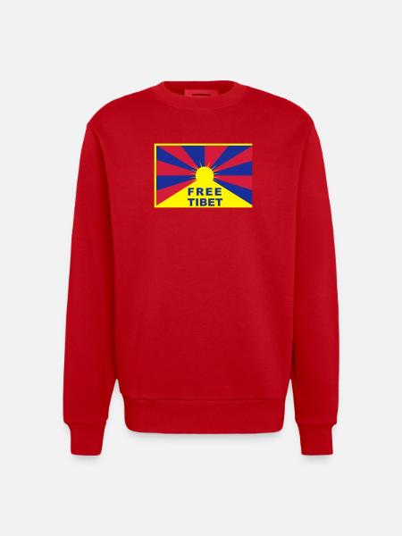 Free Tibet - Heavyweight Oversized Organic Crew Neck Made in EU - red