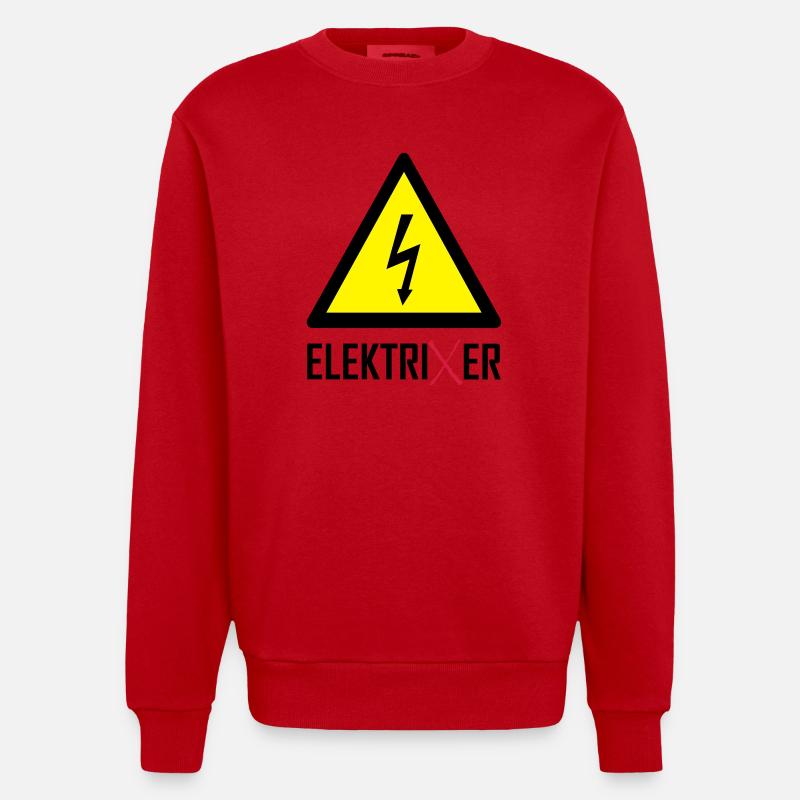 ElektriXer Elektriker Blitz Pfeil - Heavyweight Oversized Organic Crew Neck Made in EU - Rot