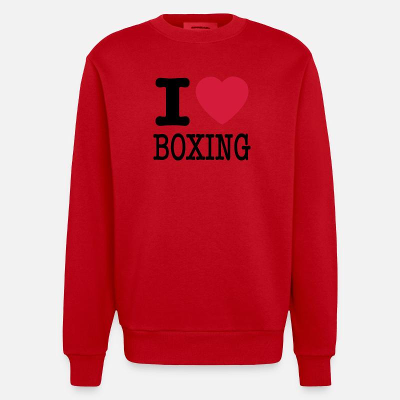 j'aime la boxe / I love boîtes - Sweat bio épais oversize fabriqué en UE - rouge