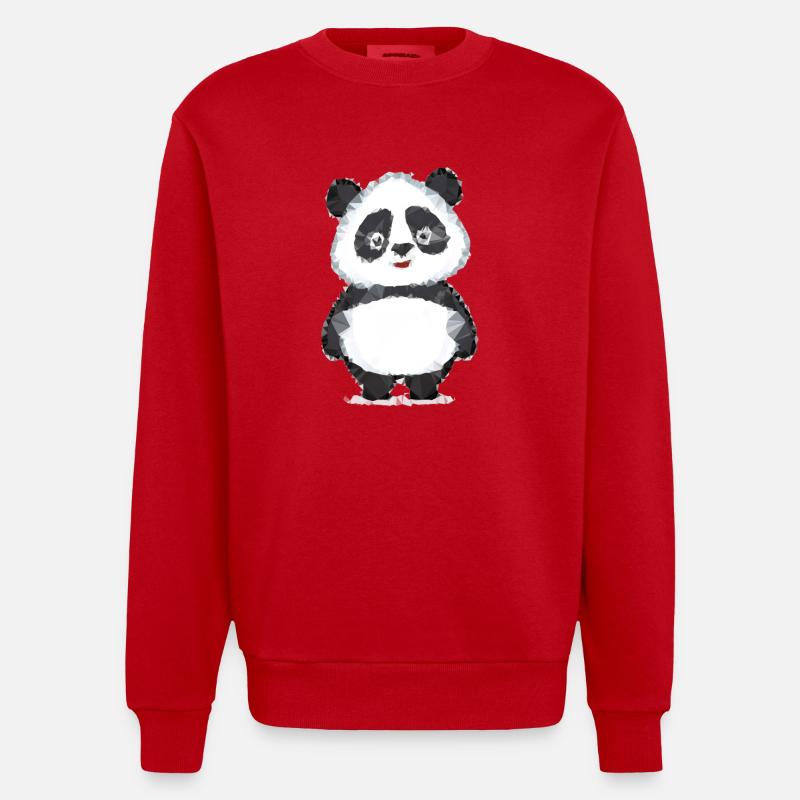 Panda Polygon - Heavyweight Oversized Organic Crew Neck Made in EU - Rot
