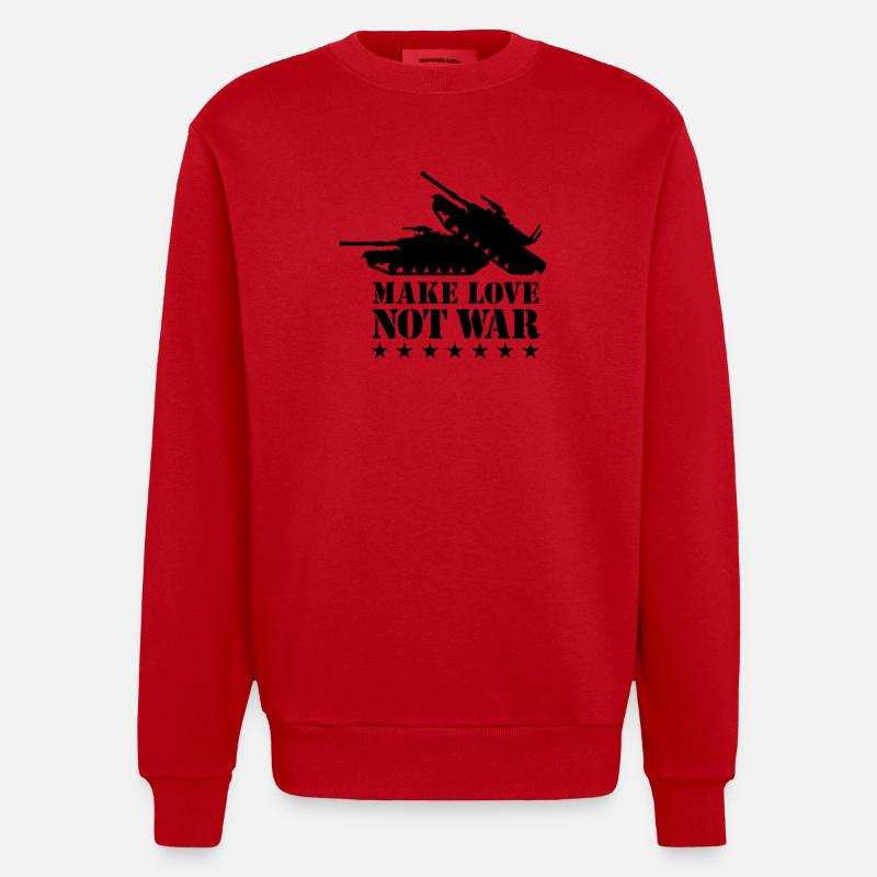 Make love not war 1Clr - Heavyweight Oversized Organic Crew Neck Made in EU - red
