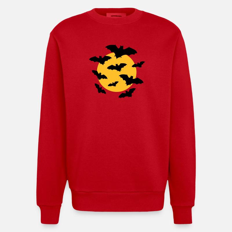 Fledermäuse & Mond - Heavyweight Oversized Organic Crew Neck Made in EU - Rot
