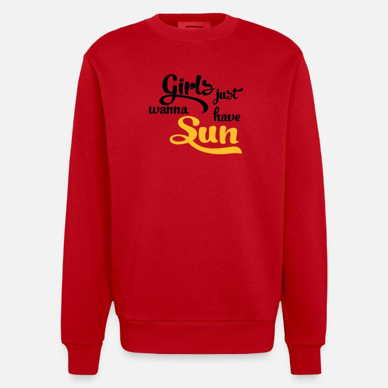sun - Heavyweight Oversized Organic Crew Neck Made in EU - red