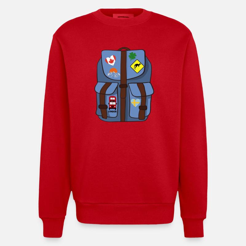 backpack - Heavyweight Oversized Organic Crew Neck Made in EU - red