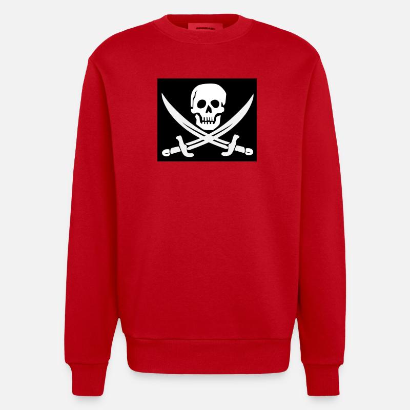Crâne et épées Pirate Emblem - Sweat bio épais oversize fabriqué en UE - rouge