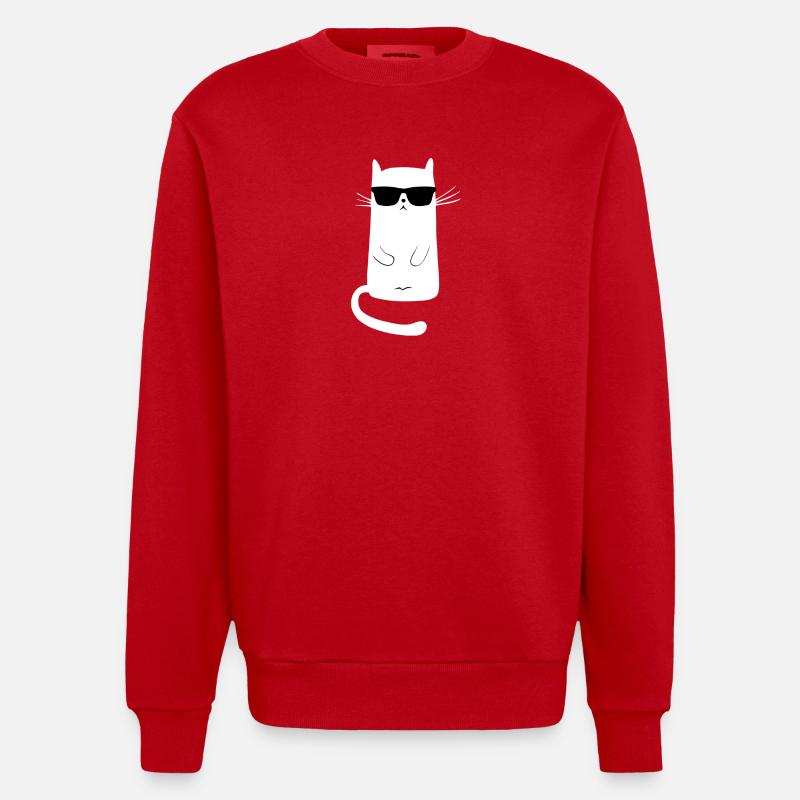 cat cool | keep Calm - Heavyweight Oversized Organic Crew Neck Made in EU - red