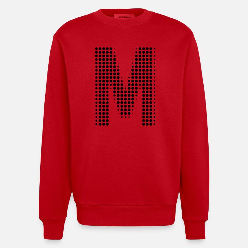 M Buchstabe Punkte Anfangsbuchstabe Geschenk - Heavyweight Oversized Organic Crew Neck Made in EU - Rot