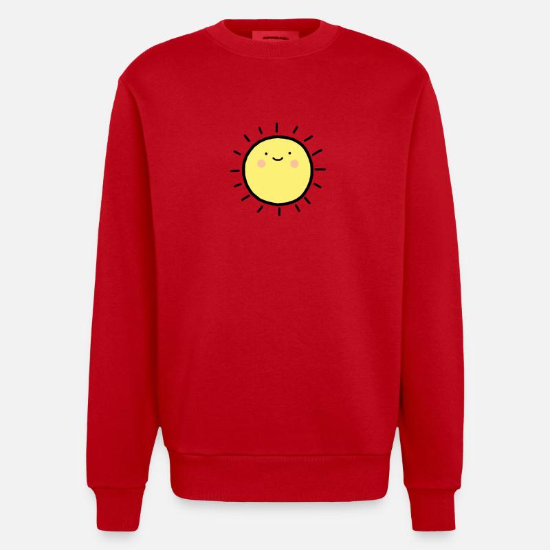 Sonne Smiley Glücklich - Heavyweight Oversized Organic Crew Neck Made in EU - Rot