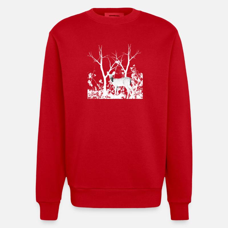 Biche Gracieuse Forêt Sauvage - Sweat bio épais oversize fabriqué en UE - rouge