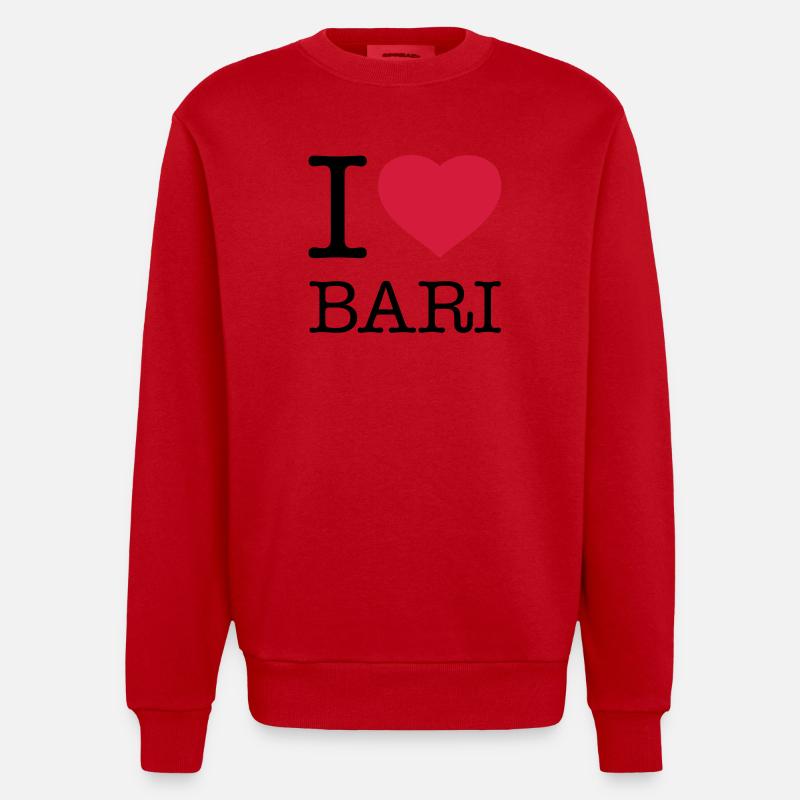 I LOVE BARI Italie Italien - Sweat bio épais oversize fabriqué en UE - rouge