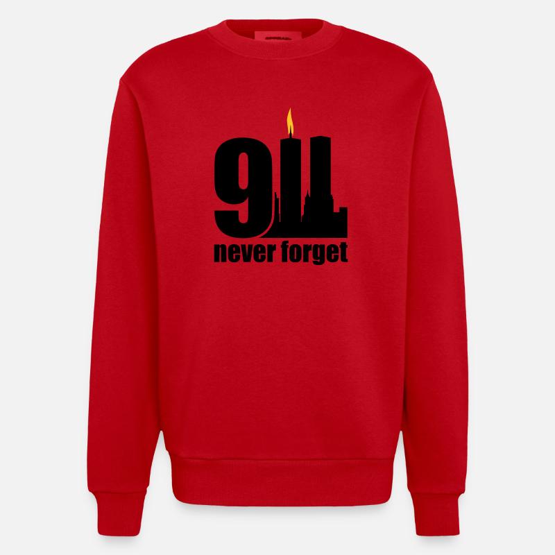 never forget 9/11 - Sweat bio épais oversize fabriqué en UE - rouge