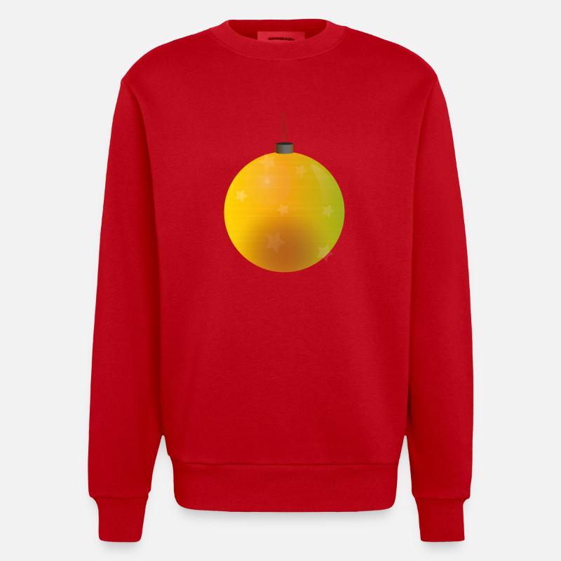 gelbliche Weihnachtskugel mit Sternen - Heavyweight Oversized Organic Crew Neck Made in EU - Rot