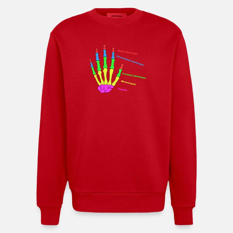 Hand Knochen Anatomie Mensch Evolution Physio - Heavyweight Oversized Organic Crew Neck Made in EU - Rot