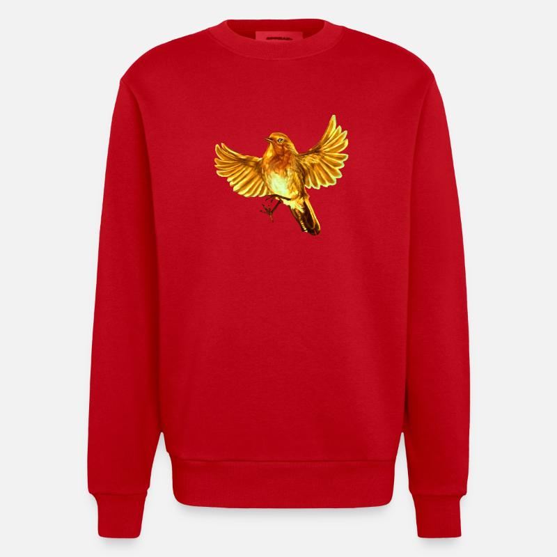 gelber Vogel - Heavyweight Oversized Organic Crew Neck Made in EU - Rot