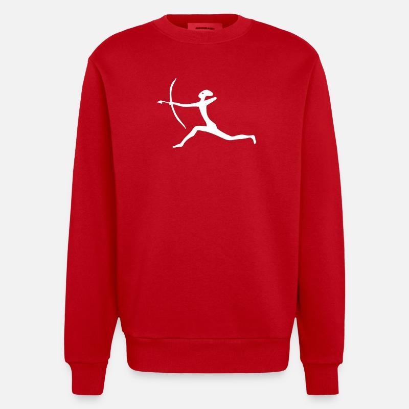 Chasseurs avec flèche et arc - Sweat bio épais oversize fabriqué en UE - rouge
