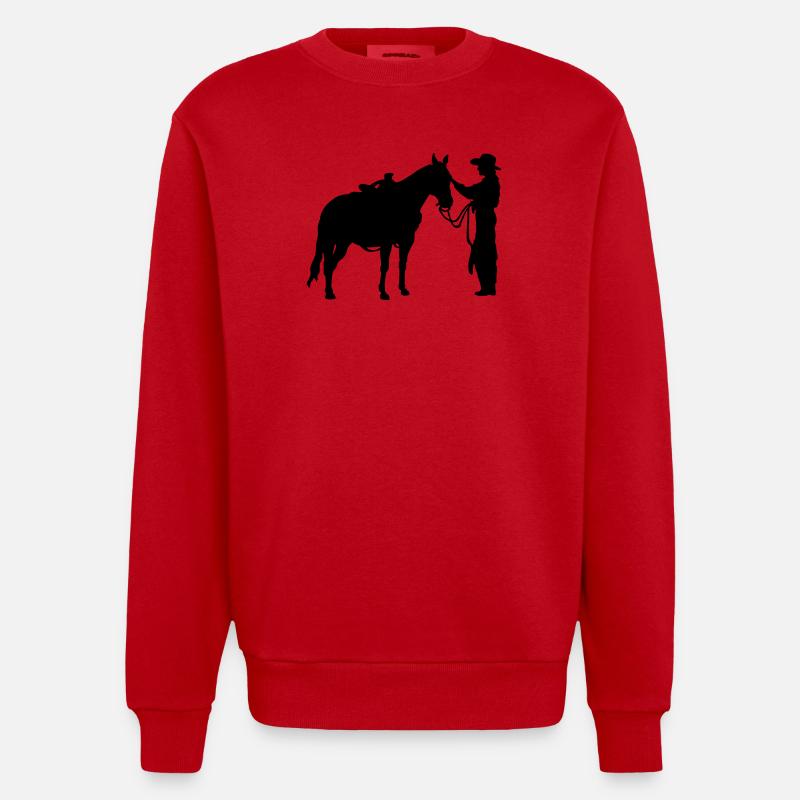 Frau mit Pferd - Heavyweight Oversized Organic Crew Neck Made in EU - Rot