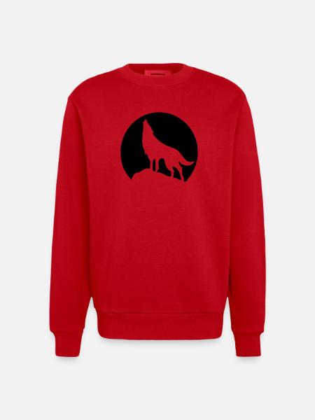 Wolf - Mond - Heavyweight Oversized Organic Crew Neck Made in EU - Rot