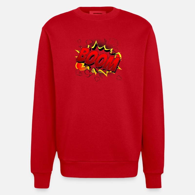 Boom Comic Grafik - Heavyweight Oversized Organic Crew Neck Made in EU - Rot