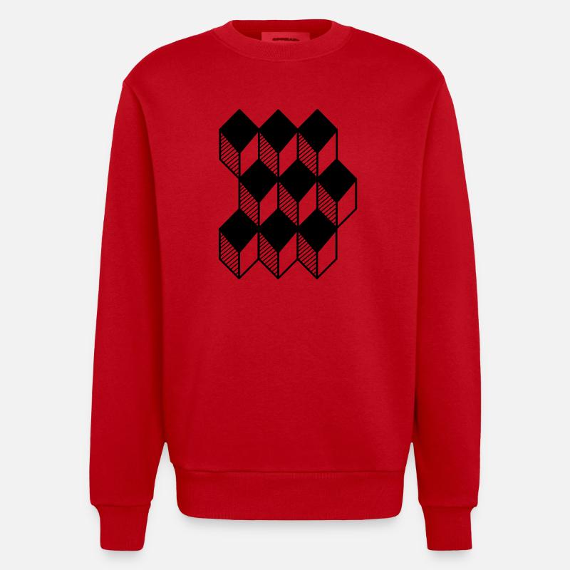 cube 3D - Sweat bio épais oversize fabriqué en UE - rouge